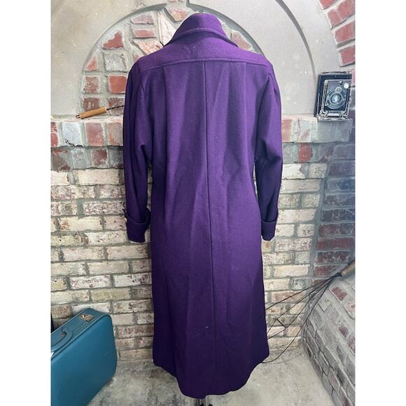 wool coat overcoat vintage double breasted purple - Picture 8 of 14
